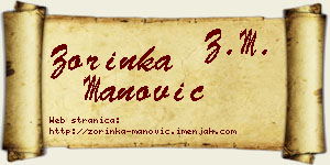 Zorinka Manović vizit kartica